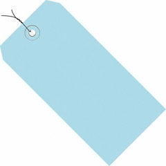 Made in USA - 3-3/4" High x 1-7/8" Long, Safety & Facility Blank Tag - Light Blue Cardstock - Exact Tooling
