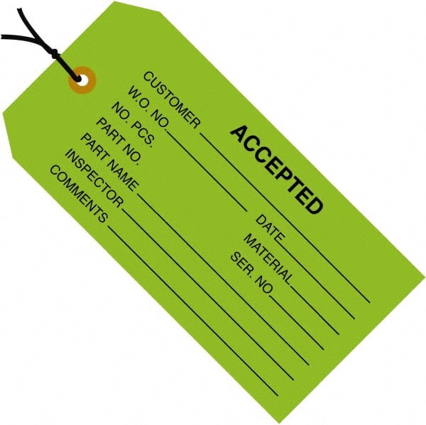 Made in USA - 4-3/4" High x 2-3/8" Long, Safety & Facility Blank Tag - Green Cardstock - Exact Tooling