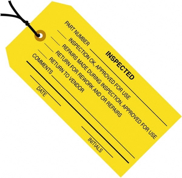 Made in USA - 4-3/4" High x 2-3/8" Long, Safety & Facility Blank Tag - Yellow Cardstock - Exact Tooling