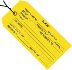 Made in USA - 4-3/4" High x 2-3/8" Long, Safety & Facility Blank Tag - Yellow Cardstock - Exact Tooling