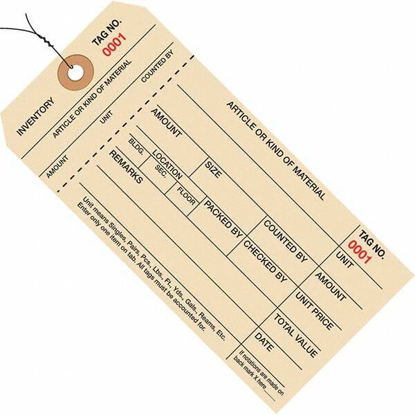 Made in USA - 6-1/4" High x 3-1/8" Long, Inventory, English Safety & Facility Numbered Tag - Manila Cardstock - Exact Tooling