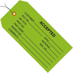 Made in USA - 4-3/4" High x 2-3/8" Long, ACCEPTED, English Safety & Facility Inspection Tag - Green Cardstock - Exact Tooling