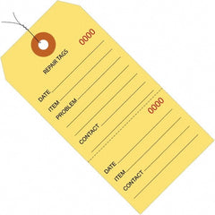 Made in USA - 6-1/4" High x 3-1/8" Long, Repair, English Safety & Facility Inspection Tag - Yellow Cardstock - Exact Tooling