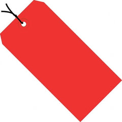 Made in USA - 4-3/4" High x 2-3/8" Long, Safety & Facility Blank Tag - Red Cardstock - Exact Tooling