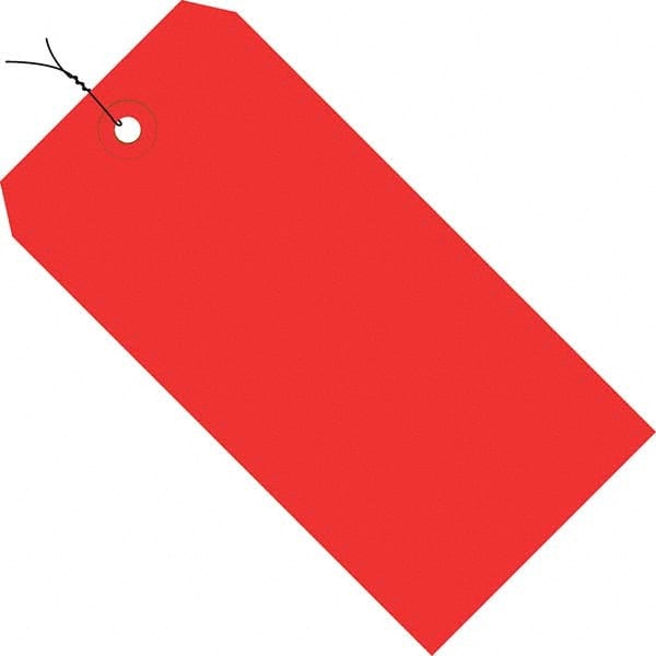 Made in USA - 4-1/4" High x 2-1/8" Long, Safety & Facility Blank Tag - Red Cardstock - Exact Tooling