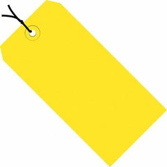 Made in USA - 3-3/4" High x 1-7/8" Long, Safety & Facility Blank Tag - Yellow Cardstock - Exact Tooling