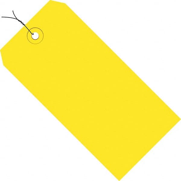 Made in USA - 5-3/4" High x 2-7/8" Long, Safety & Facility Blank Tag - Yellow Cardstock - Exact Tooling