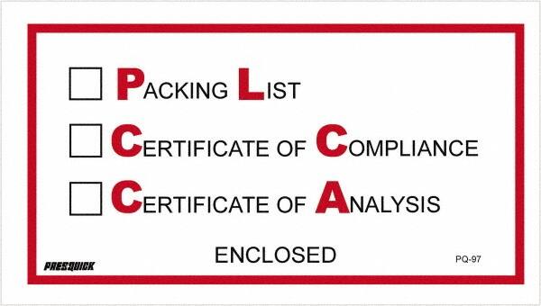 Value Collection - 1,000 Piece, 5-1/2" Long x 10" Wide, Packing List Envelope - Packing List/Certificate of Compliance/Certificate of Analysis Enclosed, Red/Black - Exact Tooling