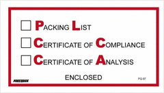Value Collection - 1,000 Piece, 5-1/2" Long x 10" Wide, Packing List Envelope - Packing List/Certificate of Compliance/Certificate of Analysis Enclosed, Red/Black - Exact Tooling