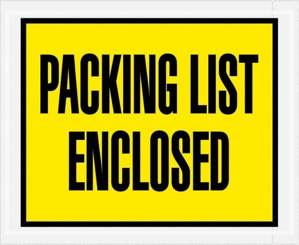 Value Collection - 1,000 Piece, 4-1/2" Long x 5-1/2" Wide, Packing List Envelope - Packing List Enclosed, Yellow - Exact Tooling