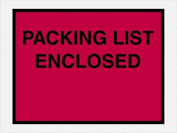 Value Collection - 1,000 Piece, 4-1/2" Long x 6" Wide, Packing List Envelope - Packing List Enclosed, Red - Exact Tooling
