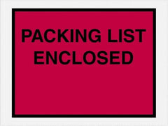 Value Collection - 1,000 Piece, 4-1/2" Long x 6" Wide, Packing List Envelope - Packing List Enclosed, Red - Exact Tooling