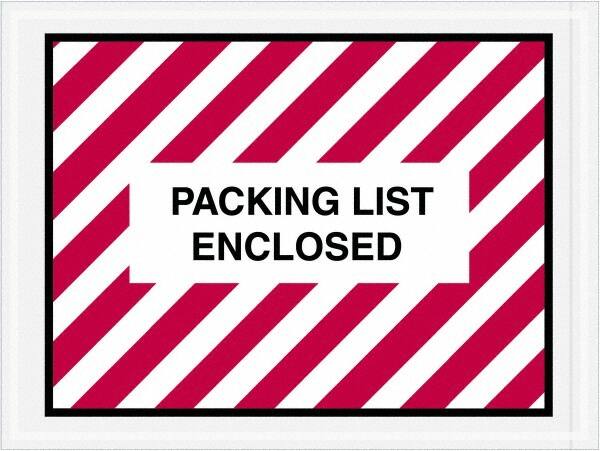 Value Collection - 1,000 Piece, 4-1/2" Long x 6" Wide, Packing List Envelope - Packing List Enclosed, Red/White - Exact Tooling
