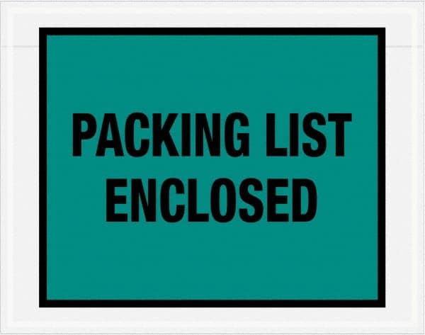 Value Collection - 1,000 Piece, 7" Long x 5-1/2" Wide, Packing List Envelope - Packing List Enclosed, Green - Exact Tooling