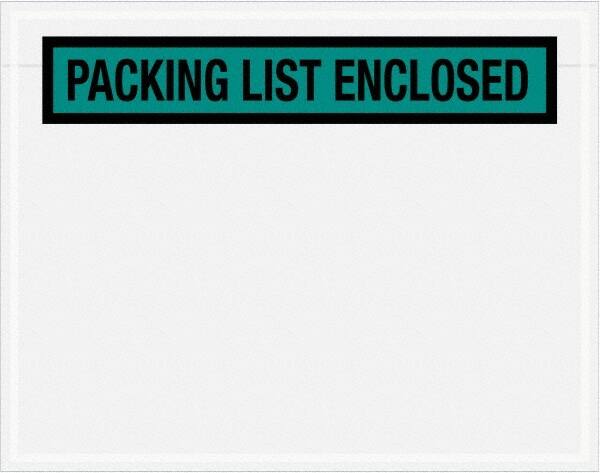 Value Collection - 1,000 Piece, 7" Long x 5-1/2" Wide, Packing List Envelope - Packing List Enclosed, Green - Exact Tooling