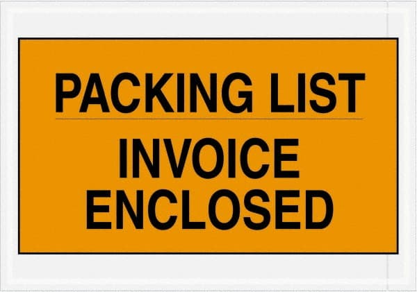 Value Collection - 1,000 Piece, 7" Long x 10" Wide, Packing List Envelope - Packing List/Invoice Enclosed, Orange - Exact Tooling