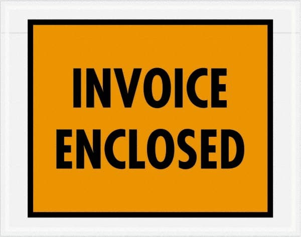Value Collection - 1,000 Piece, 7" Long x 5-1/2" Wide, Packing List Envelope - Invoice Enclosed, Orange - Exact Tooling