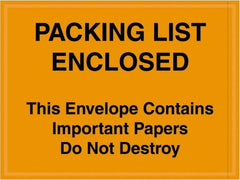 Value Collection - 1,000 Piece, 4-1/2" Long x 6" Wide, Packing List Envelope - Important Papers Enclosed, Orange - Exact Tooling