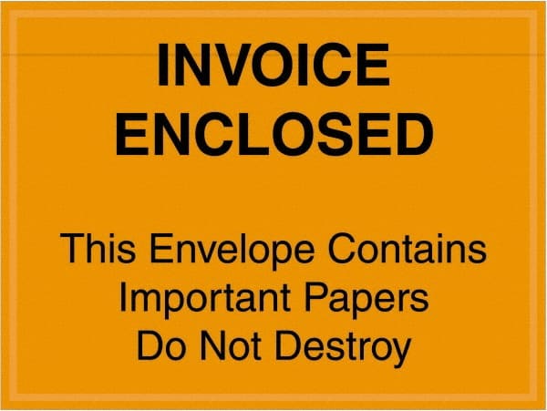 Value Collection - 1,000 Piece, 4-1/2" Long x 6" Wide, Packing List Envelope - Important Papers Enclosed, Orange - Exact Tooling