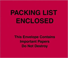 Value Collection - 1,000 Piece, 7" Long x 6" Wide, Packing List Envelope - Packing List Enclosed, Red - Exact Tooling