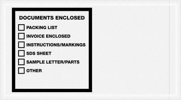 Value Collection - 1,000 Piece, 5-1/2" Long x 10" Wide, Packing List Envelope - Documents Enclosed, Printed & Clear - Exact Tooling