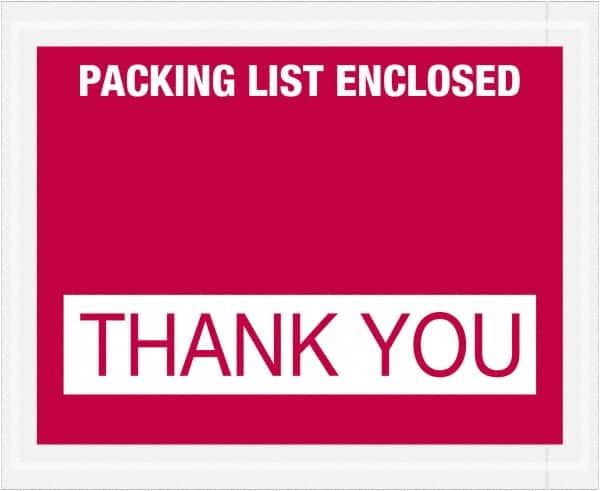 Value Collection - 1,000 Piece, 4-1/2" Long x 5-1/2" Wide, Packing List Envelope - Packing List Enclosed - Thank You, Red - Exact Tooling
