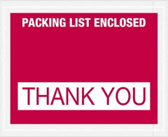 Value Collection - 1,000 Piece, 4-1/2" Long x 5-1/2" Wide, Packing List Envelope - Packing List Enclosed - Thank You, Red - Exact Tooling