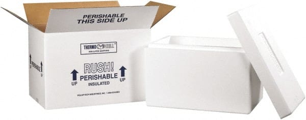 Made in USA - 10" Wide x 17" Long x 10-1/2" High Rectangle Insulated Box - 1 Wall, White - Exact Tooling