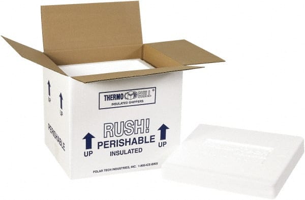 Made in USA - 8-1/4" Wide x 10-1/2" Long x 9-1/4" High Rectangle Insulated Box - 1 Wall, White - Exact Tooling