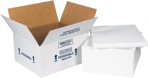 Made in USA - 10" Wide x 12" Long x 5" High Rectangle Insulated Box - 1 Wall, White - Exact Tooling