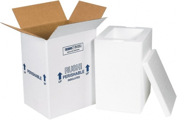 Made in USA - 6" Wide x 8" Long x 12" High Rectangle Insulated Box - 1 Wall, White - Exact Tooling