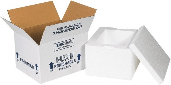 Made in USA - 10" Wide x 12" Long x 7" High Rectangle Insulated Box - 1 Wall, White - Exact Tooling