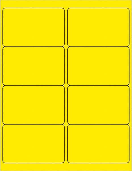 Made in USA - 4" Long, Fluorescent Yellow Paper Laser Label - For Laser Printers - Exact Tooling