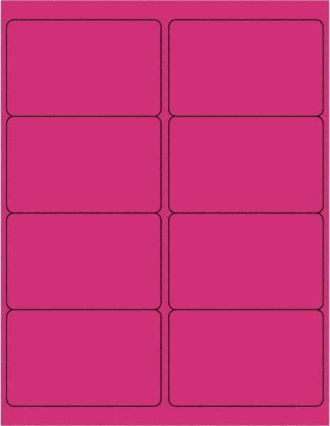 Made in USA - 4" Long, Fluorescent Pink Paper Laser Label - For Laser Printers - Exact Tooling