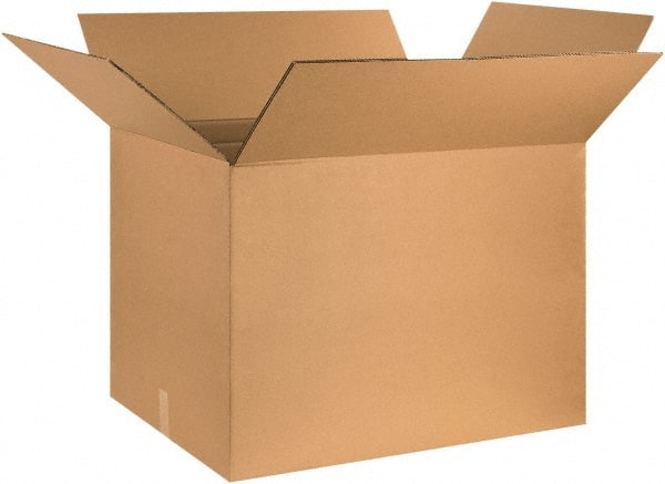 Made in USA - 24" Wide x 32" Long x 24" High Rectangle Heavy Duty Corrugated Box - 2 Walls, Kraft (Color), 100 Lb Capacity - Exact Tooling