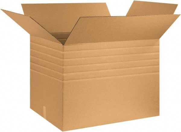 Made in USA - 24" Wide x 32" Long x 24" High Rectangle Multi-Depth Box - 1 Wall, Kraft (Color), 95 Lb Capacity - Exact Tooling