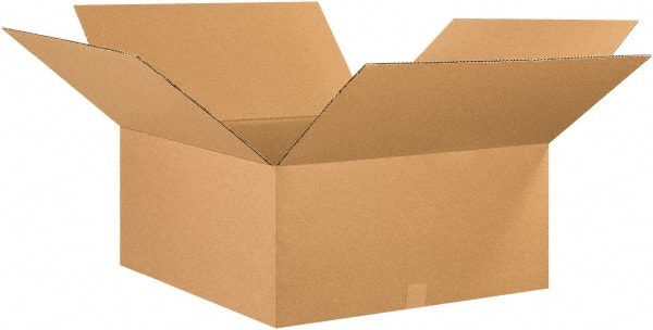 Made in USA - 26" Wide x 26" Long x 12" High Rectangle Corrugated Shipping Box - 1 Wall, Kraft (Color), 65 Lb Capacity - Exact Tooling