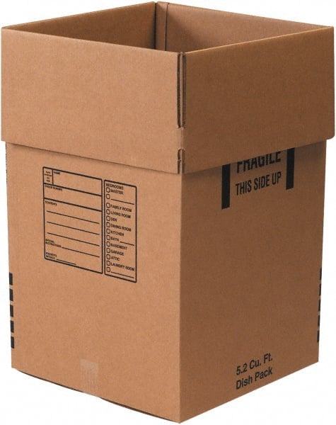 Made in USA - 18" Wide x 18" Long x 28" High Rectangle Moving Boxes - 1 Wall, Kraft (Color), 120 Lb Capacity - Exact Tooling