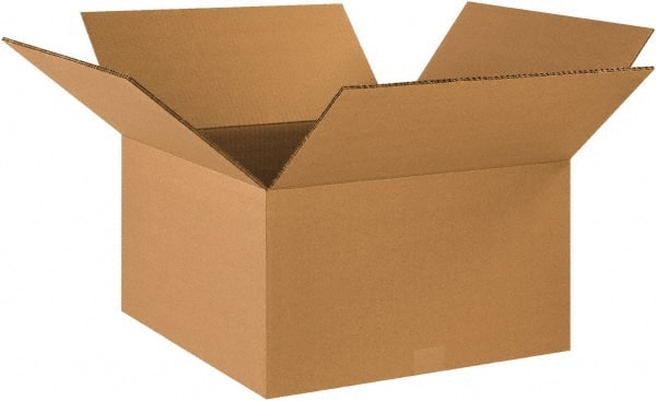 Made in USA - 18" Wide x 18" Long x 10" High Rectangle Heavy Duty Corrugated Box - 2 Walls, Kraft (Color), 100 Lb Capacity - Exact Tooling