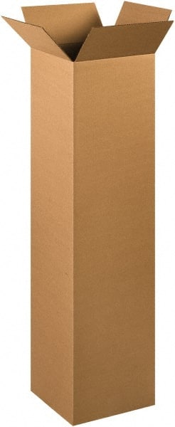 Made in USA - 12" Wide x 12" Long x 48" High Rectangle Corrugated Shipping Box - 1 Wall, Kraft (Color), 65 Lb Capacity - Exact Tooling