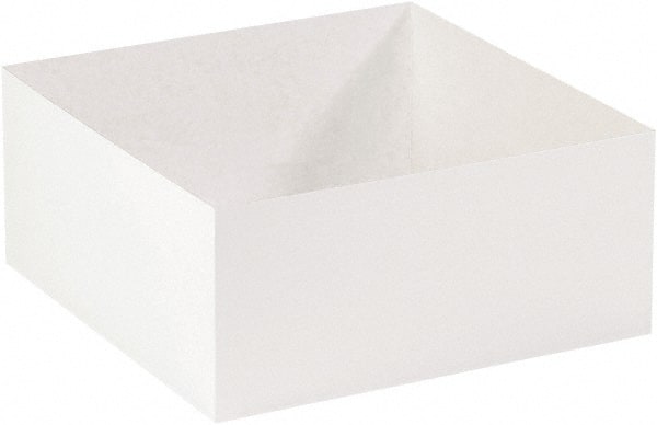 Made in USA - 14" Wide x 14" Long x 6" High Square Chipboard Box - 1 Wall, White - Exact Tooling
