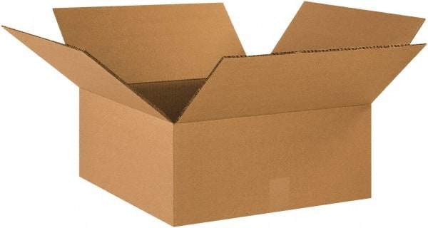 Made in USA - 18" Wide x 18" Long x 6" High Rectangle Heavy Duty Corrugated Box - 2 Walls, Kraft (Color), 100 Lb Capacity - Exact Tooling