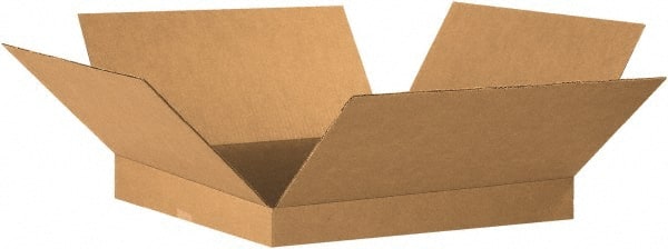 Made in USA - 20" Wide x 20" Long x 2" High Rectangle Corrugated Shipping Box - 1 Wall, Kraft (Color), 65 Lb Capacity - Exact Tooling