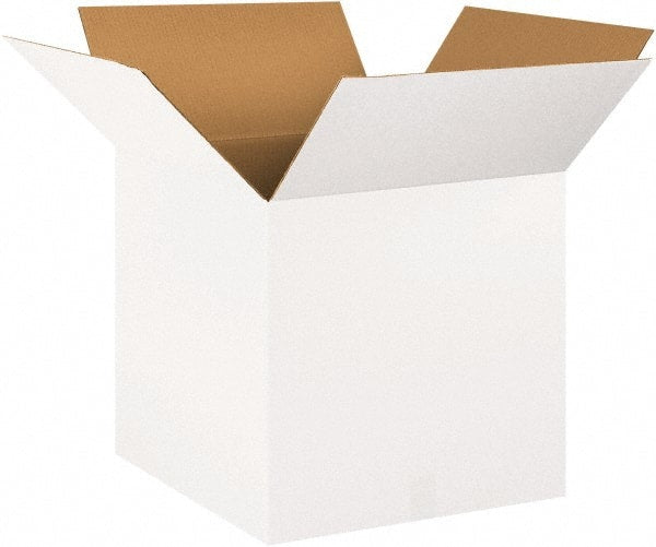 Made in USA - 20" Wide x 20" Long x 20" High Square Corrugated Shipping Box - 1 Wall, White, 65 Lb Capacity - Exact Tooling