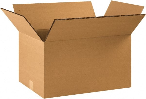 Made in USA - 18" Wide x 28" Long x 18" High Rectangle Heavy Duty Corrugated Box - 2 Walls, Kraft (Color), 100 Lb Capacity - Exact Tooling