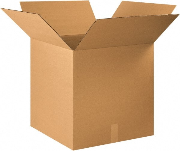Made in USA - 22" Wide x 22" Long x 22" High Square Corrugated Shipping Box - 1 Wall, Kraft (Color), 65 Lb Capacity - Exact Tooling