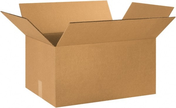 Made in USA - 16" Wide x 24" Long x 12" High Rectangle Heavy Duty Corrugated Box - 2 Walls, Kraft (Color), 100 Lb Capacity - Exact Tooling