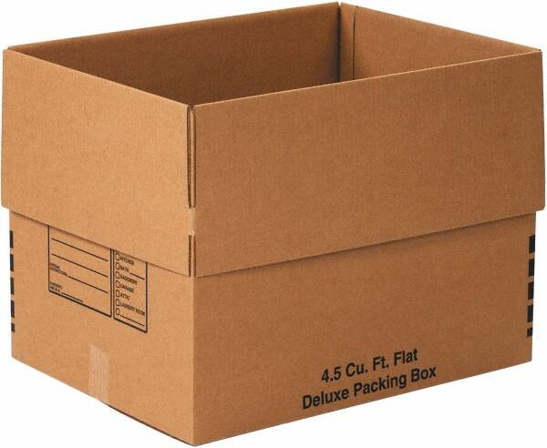 Made in USA - 18" Wide x 24" Long x 18" High Rectangle Moving Boxes - 1 Wall, Kraft (Color), 65 Lb Capacity - Exact Tooling