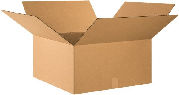 Made in USA - 26" Wide x 26" Long x 14" High Rectangle Corrugated Shipping Box - 1 Wall, Kraft (Color), 65 Lb Capacity - Exact Tooling
