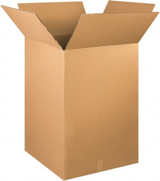 Made in USA - 24" Wide x 24" Long x 48" High Rectangle Heavy Duty Corrugated Box - 2 Walls, Kraft (Color), 100 Lb Capacity - Exact Tooling